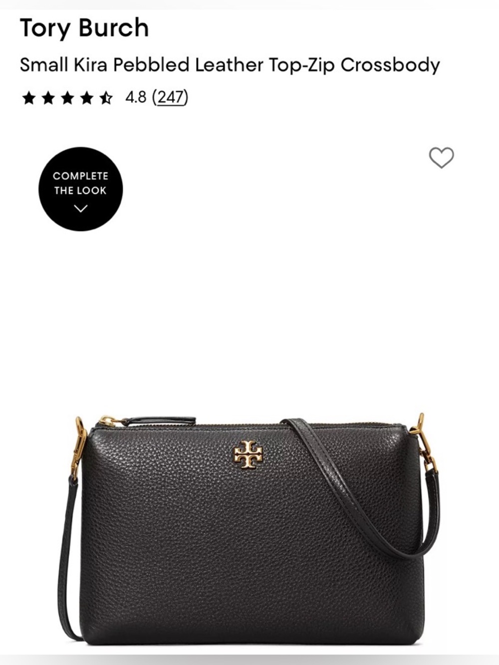 Tory Burch Black Pebbled Leather Logo Crossbody - Picture 2 of 16